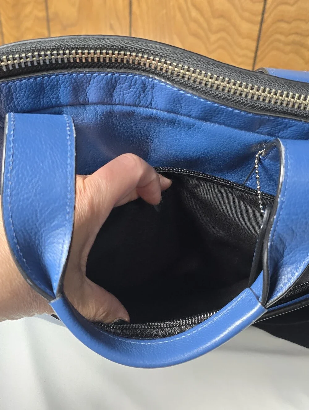 Coach Blue Leather Briefcase - Men's Convertible Messenger